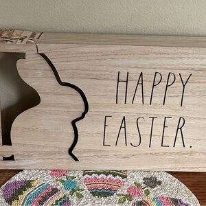 Easter Bunny Silhouette Wall Decor - Natural Wood